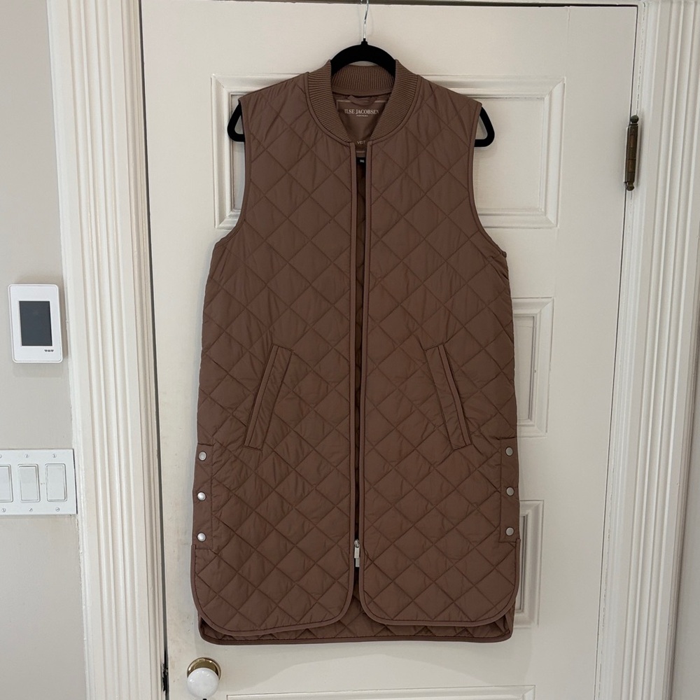 Lose Jacobsen vest 36 Brown Quilted Long Vest